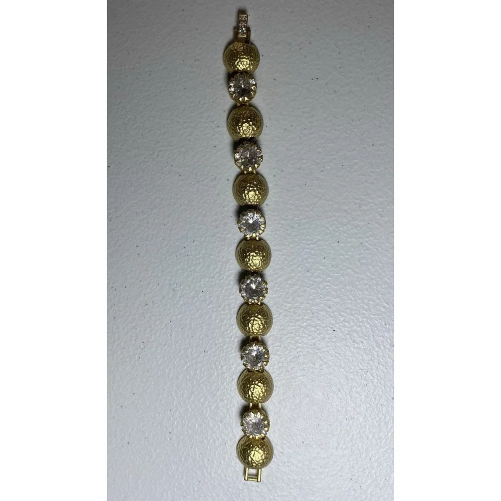 Spartina 449 Chunky Ice Rhinestone Brushed Puffed Ball Bracelet‎ Chain Textured